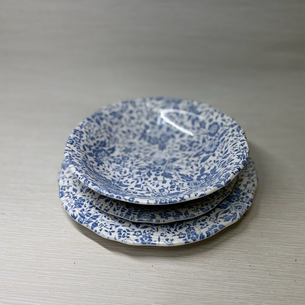 Set of 3 Open Home Chintz Cornflower Blue Ironstone Bowls – Made in Japan